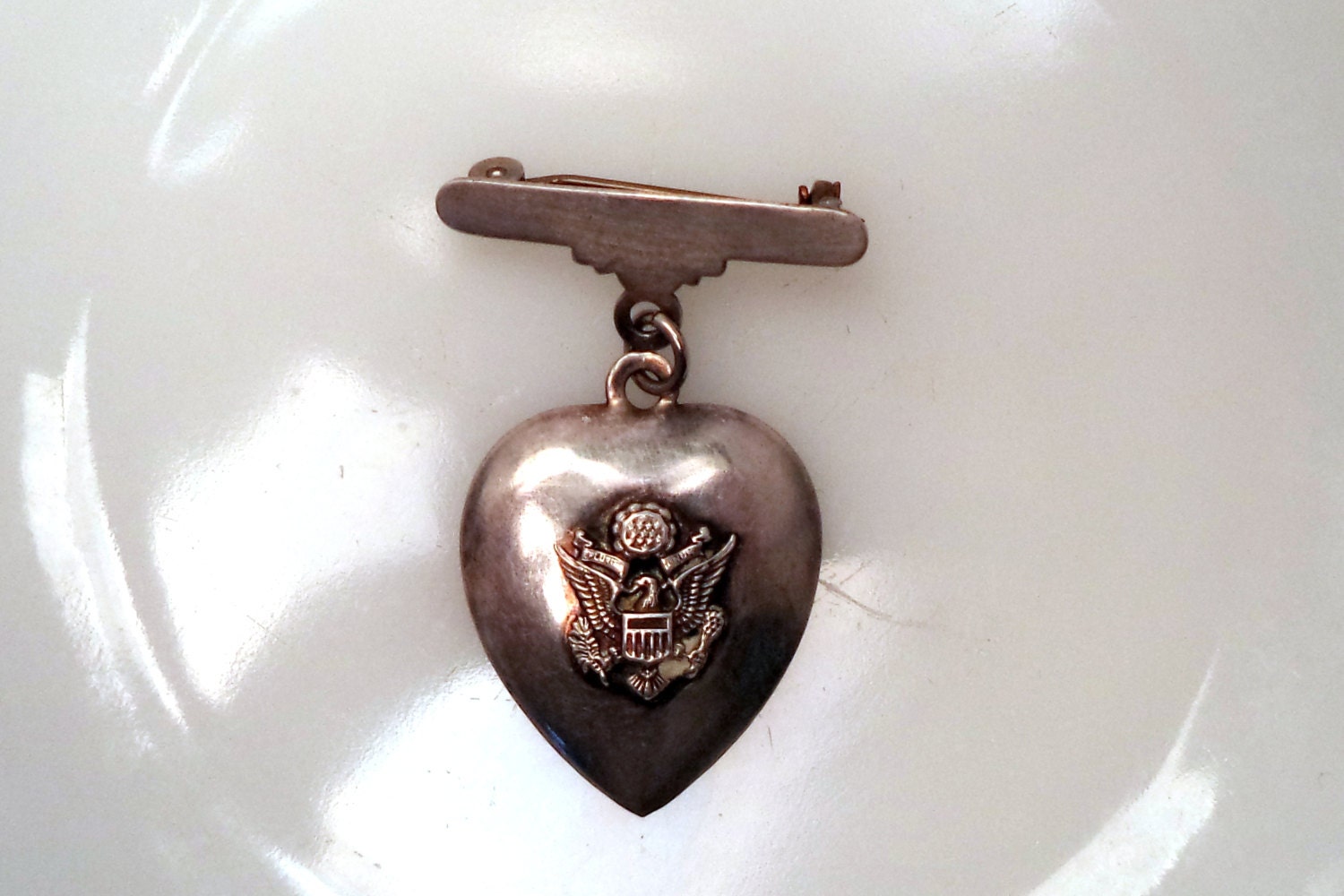 Vintage WWII Sterling Sweetheart Pin Brooch Armed Forces Home