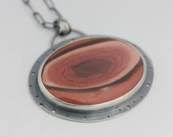 Polychrome Jasper and Sterling Necklace, Pendant Necklace, Le Chien Noir, Statement Necklace