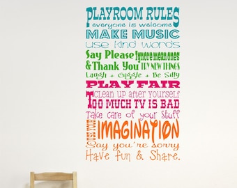 Childrens Wall Decor // Playroom Rules Wall Decal // Childrens Playroom Wall Decal // Childrens Wall Decal // Playroom Decor