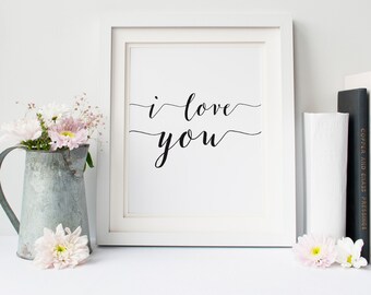 love printable I love you printable art quote print romantic