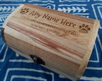 Varnished Memorial Wooden Pet Urn Casket Keepsake Cremation Ashes Cat Dog Ash Box Personalized and Bespoke