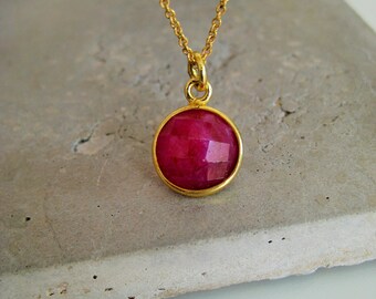 Ruby necklace, July birthstone necklace, gemstone necklace, gold fill necklace, gift for her, So You Jewellery