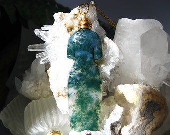 Qipao Moss Agate Necklace | Cheongsam Necklace | Chinese Culture Necklace | Feminine Jewelry