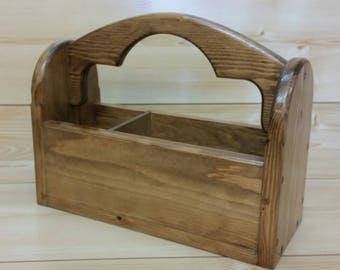 Carpenters Tool Box - Wooden Tool Caddy - Garden Caddy - Bar Caddy - BBQ Caddy - Condiment Caddy - Beer Caddy - Primitive Carrier