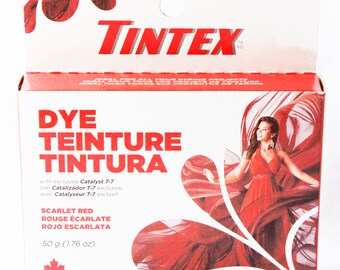 Tintex Fabric Dye, Washing Machine & Hand Dyeing, SCARLET RED, 50g 1.76Oz, New Unopened, Dye powder fabric, batik, crafts, Made in Canada