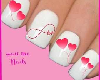 Nails Nail Art Water Transfers Decals Wraps Infinity Love Heart Y127 Valentine