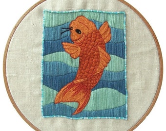 Traditional embroidery kit - Japanese koi