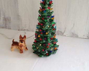 Ceramic Christmas Tree Lighted Tabletop Vintage Dr. Seuss Whoville Style Tree Light Up Tree Table Tree Lighted Tree Small Ceramic Christmas