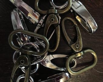 10 pcs - 1 inch Swivel Snap Hooks - Antique Brass or Nickel Silver - Purse Hardware