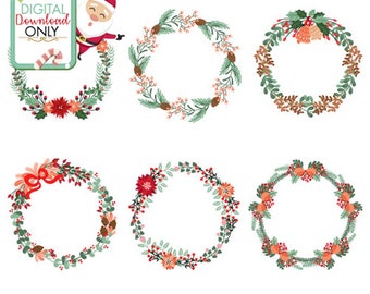 Christmas Wreath / DIGITAL DOWNLOAD / Christmas images / Vector File / Scrapbook images / Graphic Design / Christmas Clip Art