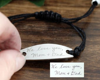 Memorial Signature Bracelet, Actual Handwriting Jewelry, Custom Handwriting ID Bracelet, Personalized Engraved Bracelet, Gift for Mom