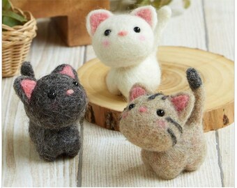 NEW 2017 Needle Felting Kit Three Little Cats By Hamanaka H441-483