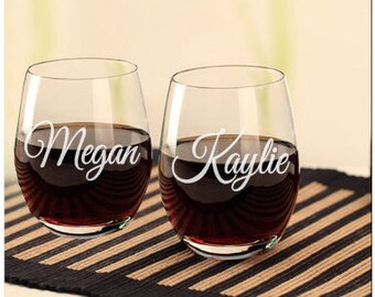 Etched Wine Glasses, Etched Wine Glass, Monogram Wine Glasses, Custom Wine Glasses, Custom Wine Glass, Wedding Wine Glasses, Bridesmaid Gift