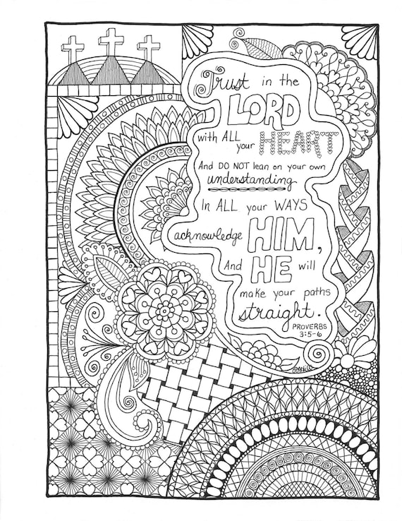 coloring printable for sheets year 8 olds Proverbs3:5 Lord 6 the in Trust