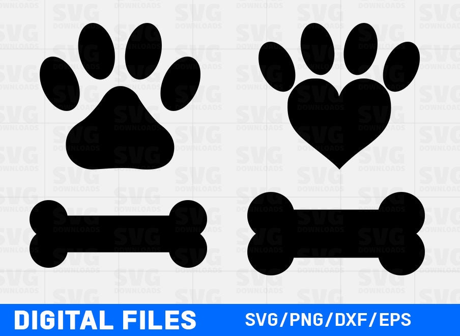 Download Dog Paw Print SVG Cut Files | Dog Paw SVG Files | Dog Bone ...