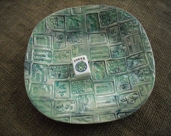 Mahjong Bowl - Blue Mahjong Pottery - Large Mahjong Bowl - Oriental Dish - Oriental Pottery - Chinese Pottery - Gift Idea - Mahjong Dish
