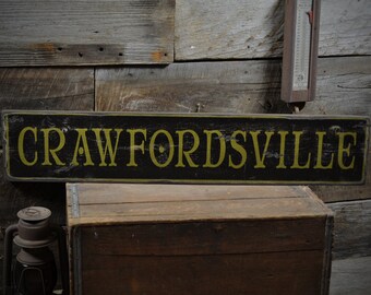 Personalized City Name Wood Sign Rustic Hand Made Vintage