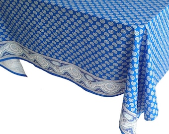 Blue Paisley Tablecloth, Provence Tablecloth, French Tablecloth, Square Tablecloth