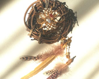 Natural Native American Dream Catcher Small 3”