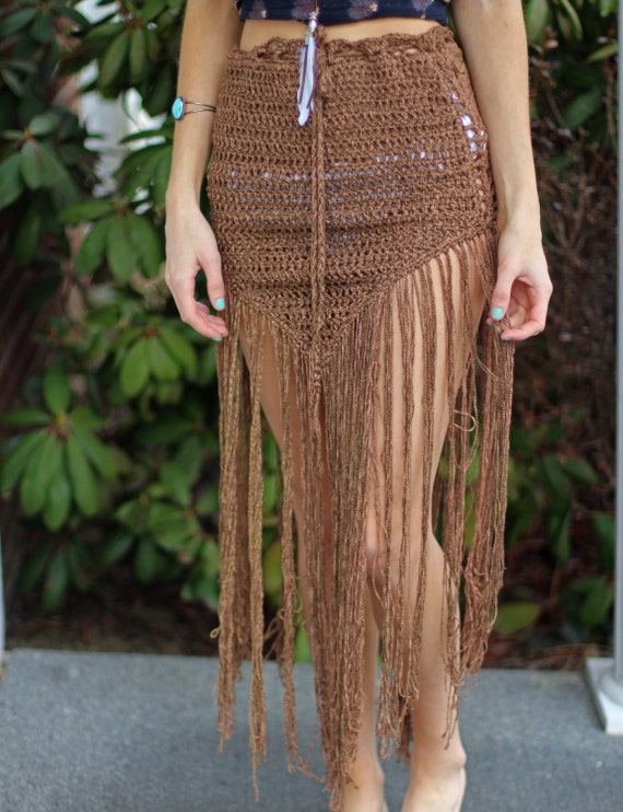 Crochet fringe skirt FRINGE boho fringe skirt tribal belly