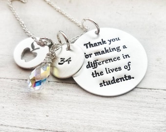 Teacher Gift - Personalized Teacher Gift, Gift For Teacher, Retirement Gift, Teacher Retirement Gift, Teacher Necklace, Apple, Retirement,