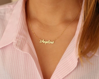 Name Necklace - Gold Name Necklace - Tiny Name Necklace - Name Necklace Gold - Necklace - Tiny Gold Necklace - Mother Gift - Jewelry