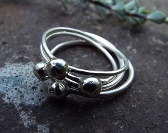 Silver stacking ring, sterling silver ring, bubble ring, silver ring, silver 935 ring, hammered stacking rings, Boho ring, Silver