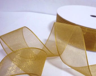 50yd /45 mtrs 1 roll Golden Brown Sheer Organza Ribbon 3/8" , 1/2" , 5/8" 3/4" 1" / 10mm, 13mm ,16mm , 19mm, 25mm - Decoration ribbon O27