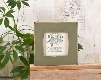 4x4 Square Picture Frame in 1.5 inch Standard Style with Super Vintage Old Green Finish - IN STOCK - Same Day Shipping Frame Green 4 x 4"