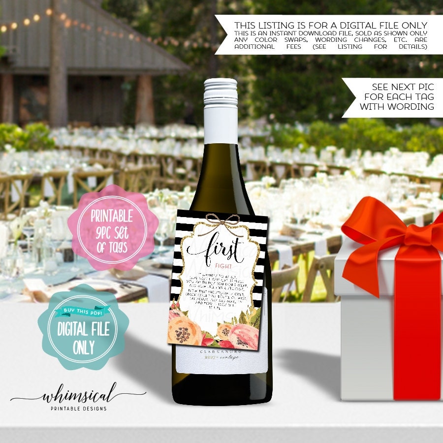 Year of Firsts Wine Bottle Tags Stripes Printable