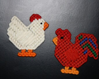 2082A Chicken & Rooster Magnet Set