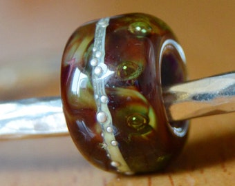 SALE - Unique Handmade Lampwork Glass European Charm Bead with Pure Silver - SRA - Fits all charm bracelets - Silver Core Options