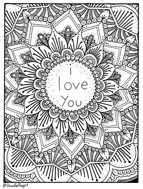 Download i love you Coloring Page Coloring Book Pages Printable Adult