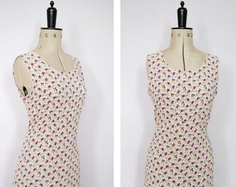 Vintage 1990s white floral dress - 90s dress - 90s grunge dress - 90s floral maxi dress - 90s tank dress - 90s sleeveless dress