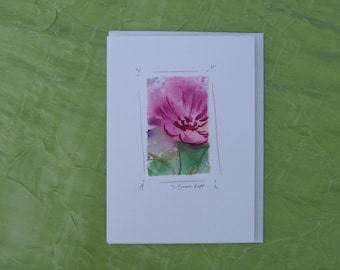 watercolor notecard, original painting, handmade, flower card, original watercolor card
