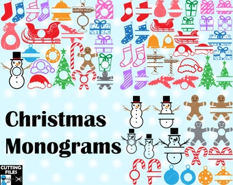 Christmas Monogram V1 - Cutting files SVG DXF EPS Vinyl cut Digital Design files Instant Download Personal and Commercial use (00067c)
