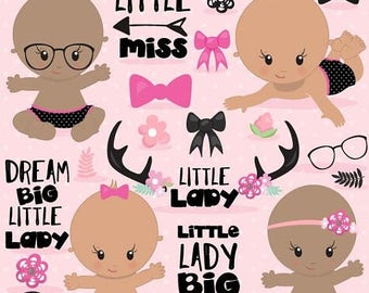 80% OFF SALE Little lady clipart commercial use, baby vector graphics, deer baby digital clip art, girl digital images - CL1111