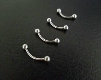 Steel 16g 14g 1/4" 5/16" 3/8" Curved Barbell Eyebrow Daith Septum Tragus VCH Helix Vertical Labret Snug Rook 316lvm Steel