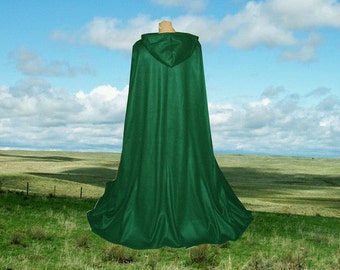 Green Cloak Cape Halloween Costume Fleece Hooded Renaissance Harry Potter