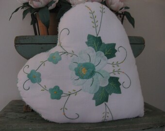 Handmade Vintage Chenille Fabric Valentine Heart Pillow For Your Sweetie