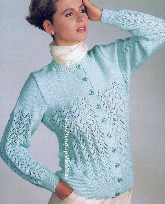 Knitting Pattern PDF Womens Lacy Knit Summer Cardigan 30 42