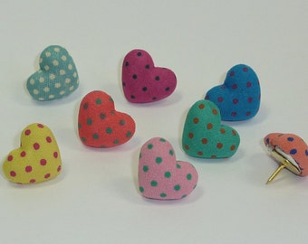 Decorative Push Pins, Heart Drawing Pins, Pin Board Pins, Polkadot Pins Cork Board Pins, Thumbtacks, Teachers Gift