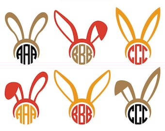 Download Bunny Ears SVG Monogram Frame instant download cut file svg
