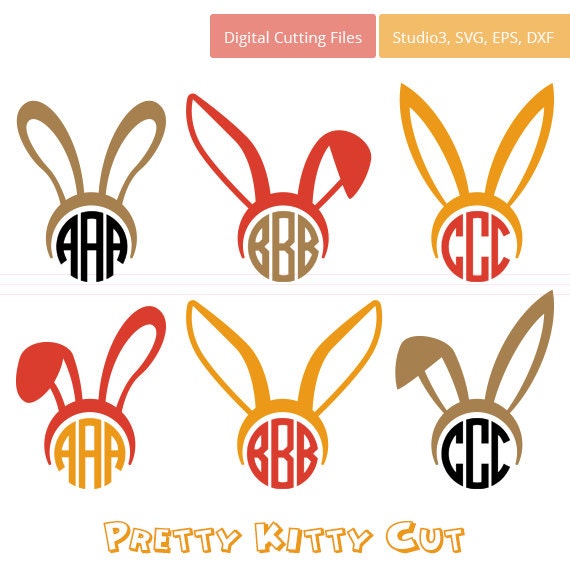 Download SVG Monogram Easter Bunny Ears instant download cut file