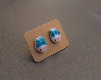 Hand-painted earrings Totoro in ceramic • Miyazaki • My neighbor Totoro • Studio Ghibli
