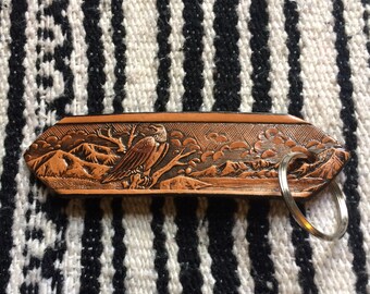 Tooled Leather Key Chain- The Eagle Has Landed