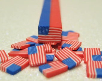 uncut polymer clay cane American Flag 1pc for miniature foods decoden and nail art supplies red white and blue