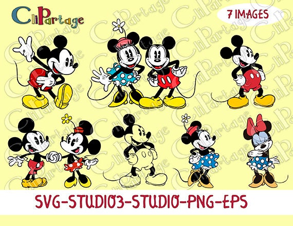 Download MICKEY and MINNIE VINTAGE Svg Digital Images Eps Images svg