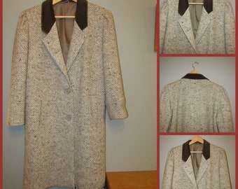 Canda C&A tweed coat with velvet collar