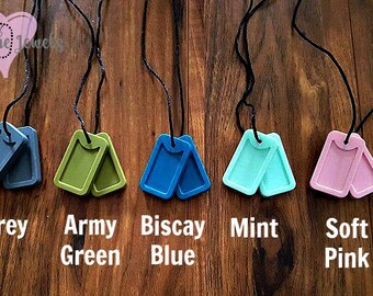 Silicone Dog Tag Chew Necklaces great for nail biters, clothing eaters or fidgeters